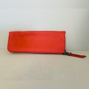 Splendid Vibrant salmon leather Clutch NWT